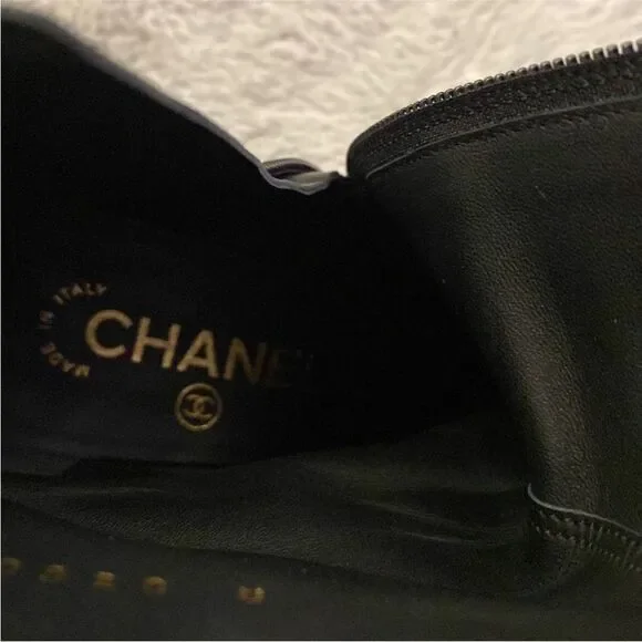 Chanel Black and Gold Ankle Boots, US7 - Picture 9 of 12